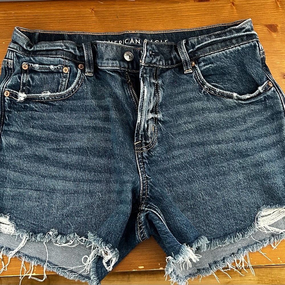 American Eagle Outfitters Distressed Dark Blue Jean Shorts